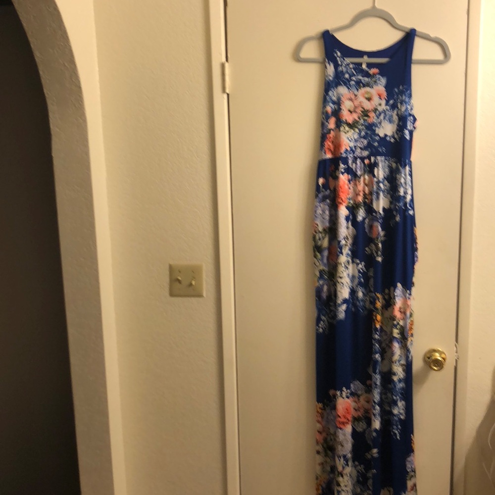 Blue floral maxi dress